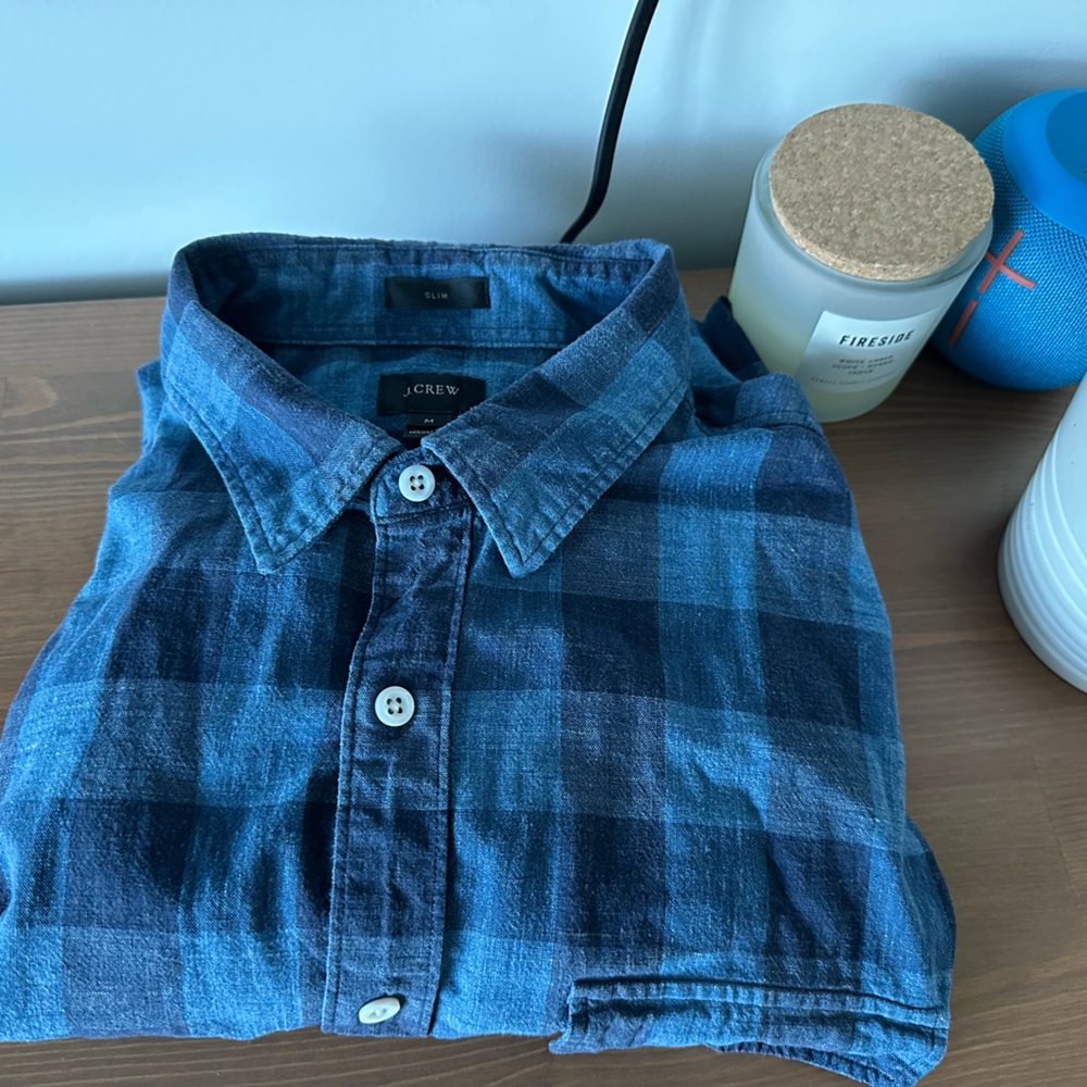 J Crew Blue Buffalo Check Button Down